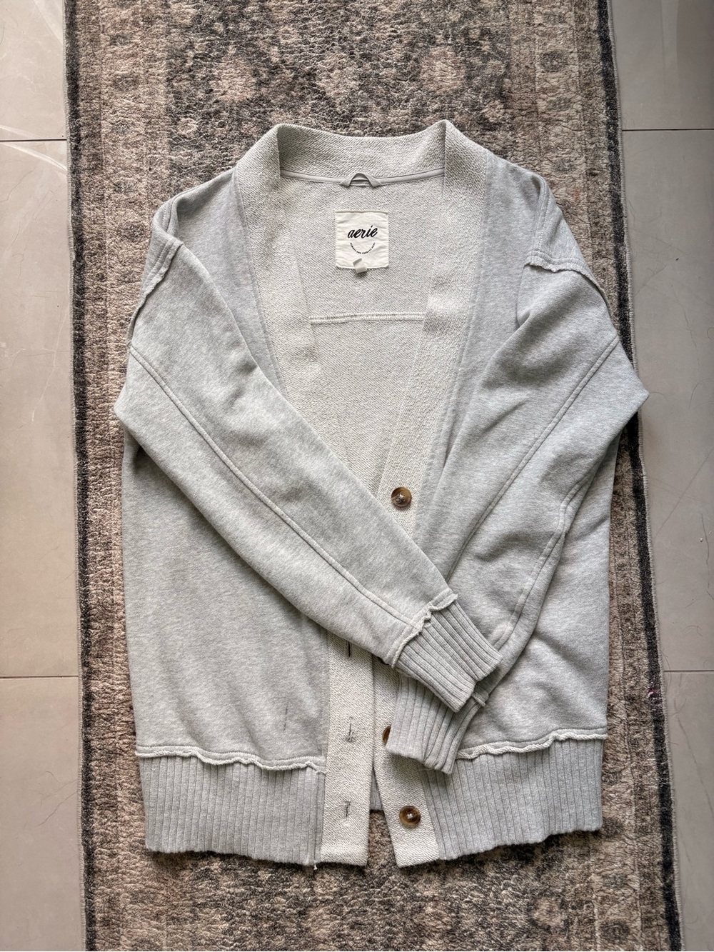aerie Light Gray Open Cardigan Sweater